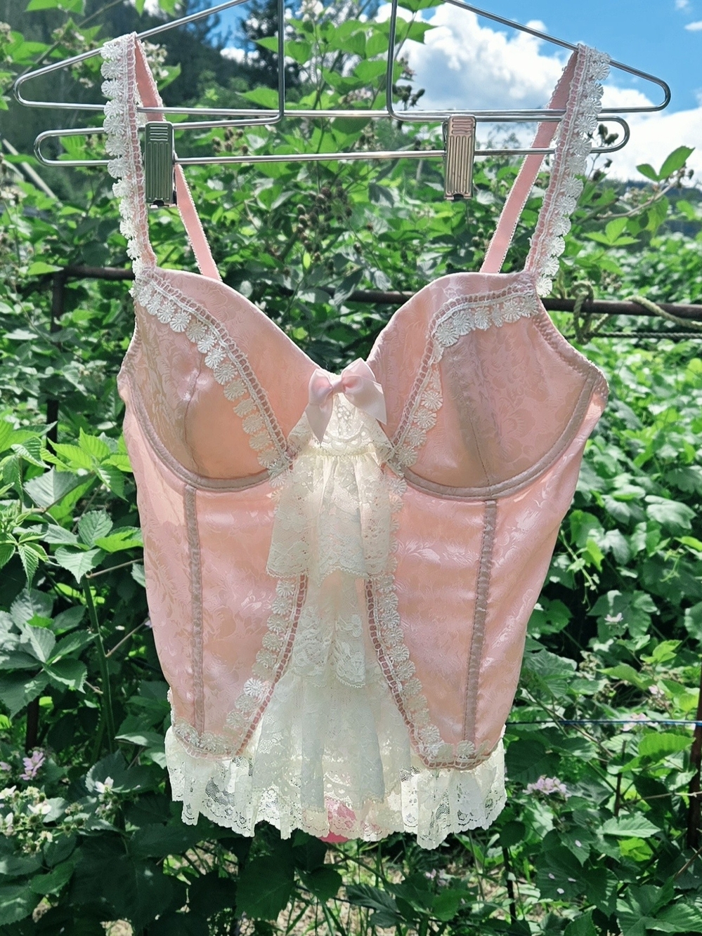 ✨️NWT✨️ Sugar Thrillz Blush Pink Satin Lace Bustier Corset Top 🎀